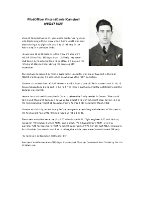 A preview of a PDF biography for Campbell, Vincent Daniel